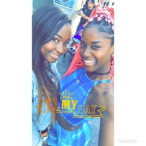 Blue and white tie die tank